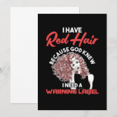 Ik heb een Red Hair Warning Label Redhead Ginger G Kaart (Voorkant / Achterkant)