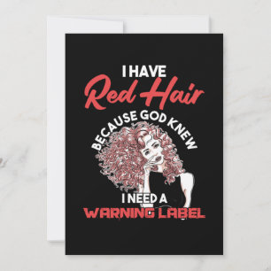 Ik heb een Red Hair Warning Label Redhead Ginger G Kaart