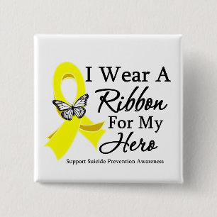 Ik heb een ribbon HERO-zelfmoordpreventie Draag Vierkante Button 5,1 Cm