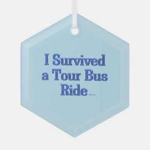 Ik heb een rit met een tourbus overleefd hex glaze glas ornament