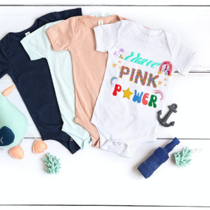 Ik heb een roze Power unicorn-regenboogkleurige Ba Romper