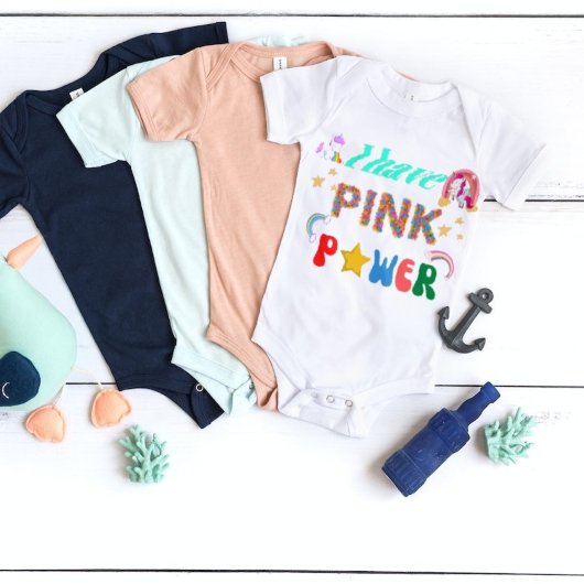 Ik heb een roze Power unicorn-regenboogkleurige Ba Romper