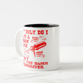 Ik heb een schroef los en ik kan de schroefaandrij tweekleurige koffiemok (Voorkant links)