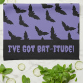 Ik heb een slechte houding! Paarse en zwarte vleer Theedoek (Gevouwen)