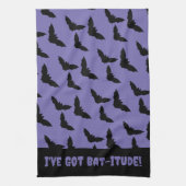 Ik heb een slechte houding! Paarse en zwarte vleer Theedoek (Verticaal)