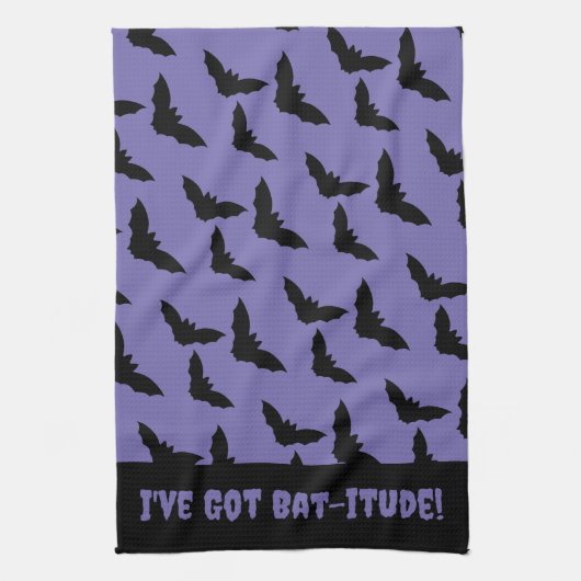 Ik heb een slechte houding! Paarse en zwarte vleer Theedoek (Verticaal)