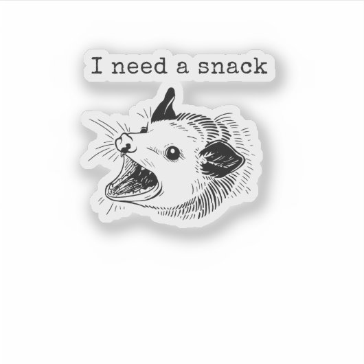 Ik heb een snack nodig – Crazy Possum Meme Design Sticker (Voorkant)