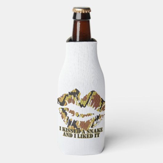 Ik heb een Snake Brown en Gold Print gekust Flesjeskoeler (Fles Voorkant)