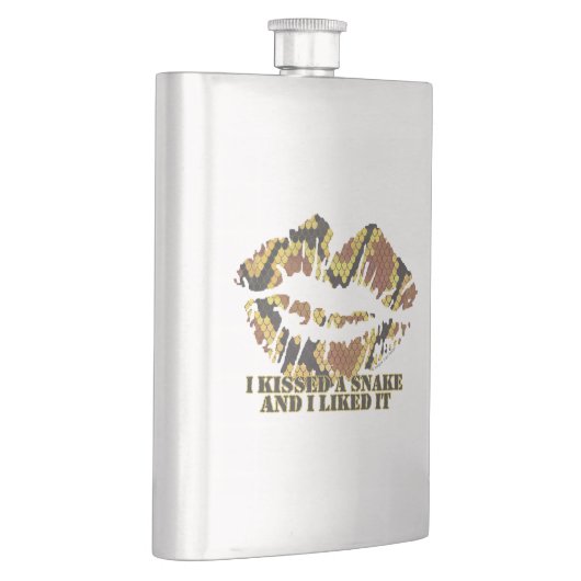Ik heb een Snake Brown en Gold Print gekust Heupfles (Rechts)