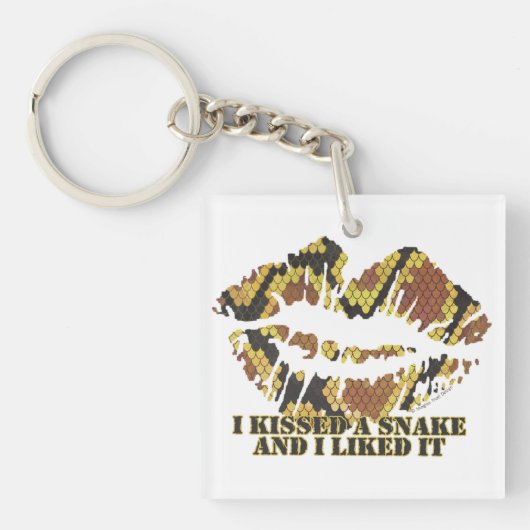 Ik heb een Snake Brown en Gold Print gekust Sleutelhanger (Voorkant)