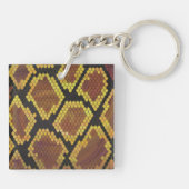 Ik heb een Snake Brown en Gold Print gekust Sleutelhanger (Achterkant)