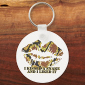 Ik heb een Snake Brown en Gold Print gekust Sleutelhanger (Voorkant)