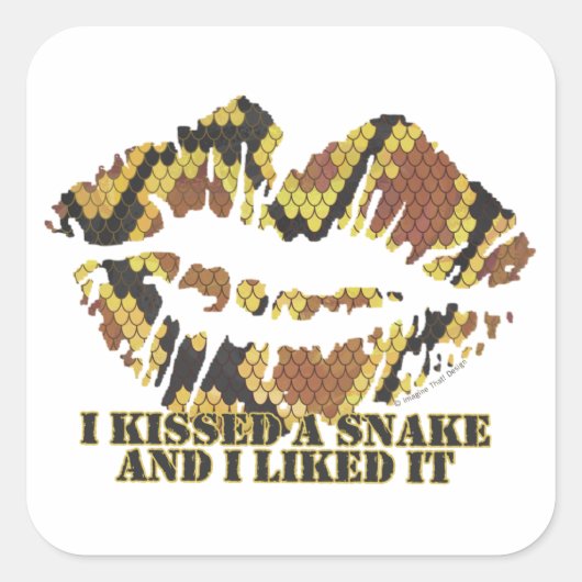 Ik heb een Snake Brown en Gold Print gekust Vierkante Sticker (Voorkant)