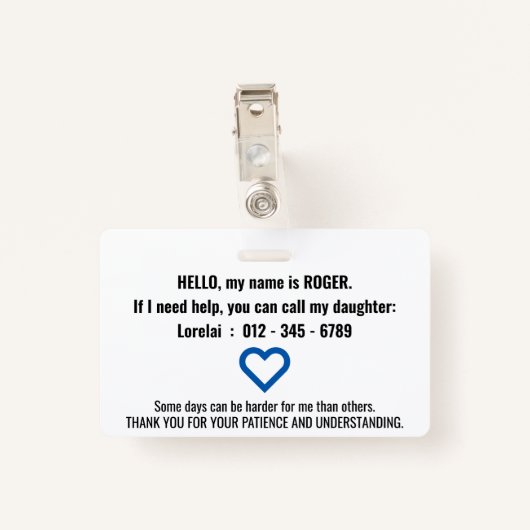 Ik heb een spraakbubbel met dementie badge (Achterkant met clip)