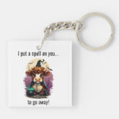 Ik heb een spreuk op je chagrijnige Highland Koe h Sleutelhanger (Achterkant)