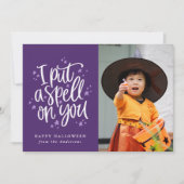 Ik heb een spreuk op je Paarse Halloween-fotokaart (Voorkant)