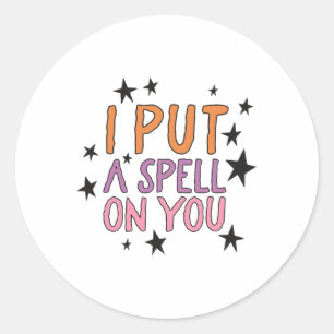 Ik heb een spreuk op je retro Halloween Shirt Star Ronde Sticker