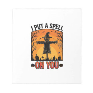 Ik heb een spreuk op jou Halloween-vogelverschrikk Notitieblok