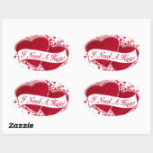 Ik heb een sukkel nodig. Rode harten Ovale Sticker (Vel)