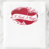 Ik heb een sukkel nodig. Rode harten Ovale Sticker (Tas)