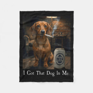 Ik heb een T-shirt met een hond Dachshund die bier Fleece Deken