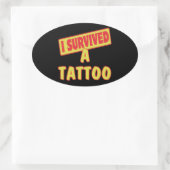 IK HEB EEN TATTOO OVERLEVEN OVALE STICKER (Tas)