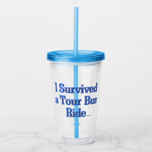Ik heb een Tour Bus Ride blauwe acryl tuimelaar ov Drinkbeker