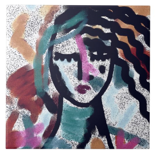 Ik heb een Vaca Abstract digitaal schilderij nodig Tegeltje (Voorkant)