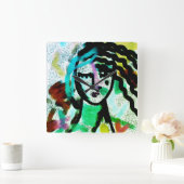 Ik heb een Vaca Originele Abstracte Kunst nodig Vierkante Klok (Huis)