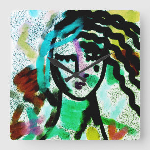 Ik heb een Vaca Originele Abstracte Kunst nodig Vierkante Klok