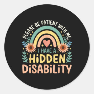 Ik heb een verborgen handicap, medisch bewustzijn ronde sticker