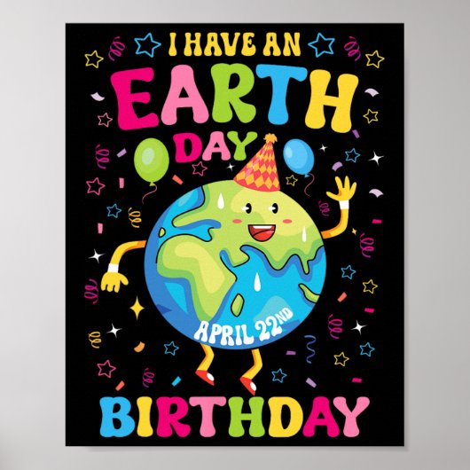 Ik heb een verjaardag op Aarde 22 april p Poster (Voorkant)