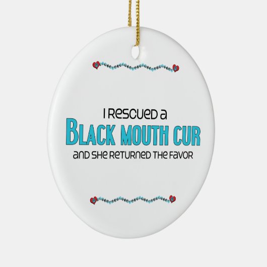 Ik heb een zwarte mond-kur (Vrouw hond) gered Keramisch Ornament (Rechts)