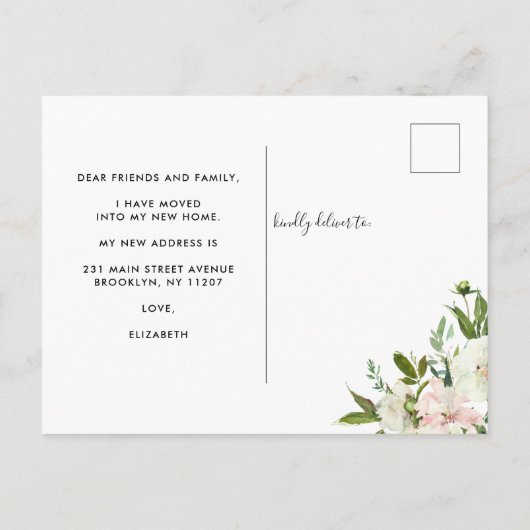 Ik heb Elegant Floral Botanical Peony Moving Aankondigingskaart (Achterkant)