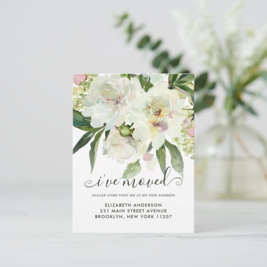 Ik heb Elegant Floral Botanical Peony Moving Aankondigingskaart (Staand voorkant)