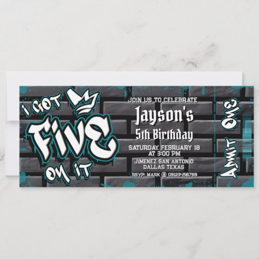 Ik heb er vijf op - 5e verjaardag ticket kaart (Voorkant)