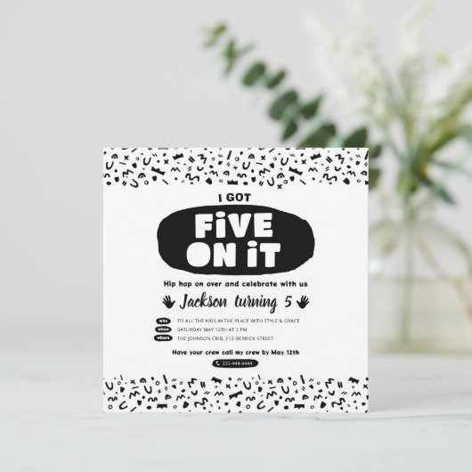 Ik heb er vijf op, 90s hippe hippe Birthday Old Sc Kaart (Staand voorkant)