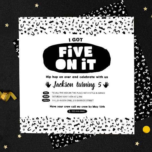 Ik heb er vijf op, 90s hippe hippe Birthday Old Sc Kaart