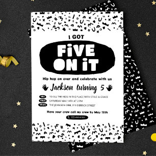 Ik heb er vijf op, 90s hippe hippe Birthday Old Sc Uitnodiging Briefkaart