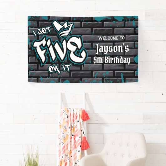 Ik heb er vijf op - Boy 5th Birthday Banner (Insitu)