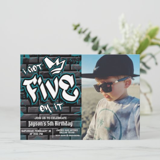 Ik heb er Vijf op - Jongen 5e Verjaardag met Afbee Kaart (Staand voorkant)