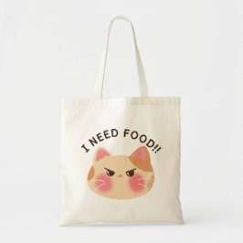 Ik heb eten nodig! schattige boze kat tote bag