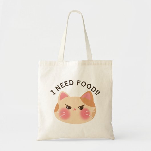 Ik heb eten nodig! schattige boze kat tote bag (Voorkant)