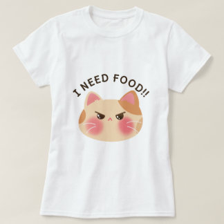 Ik heb eten nodig! Schattigee boze kat T-shirt