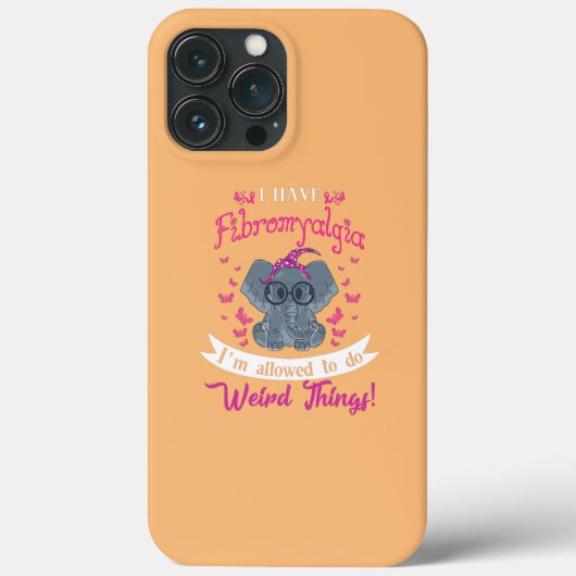 Ik heb Fibromyalgie Bewustzijn Schattige Olifant Case-Mate iPhone Case (Achterkant)
