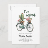 Ik heb Floral Cactus Waterverf Moving Aankondigingskaart (Voorkant / Achterkant)