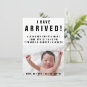 Ik heb Foto Baby Birth kondiging ontvangen Aankondiging (Staand voorkant)
