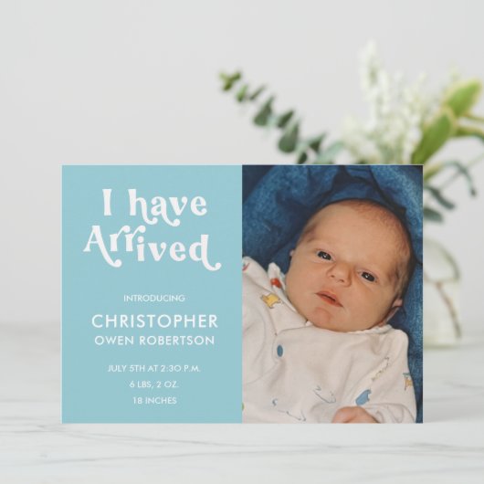Ik heb Foto Boy Baby Birth Announounding behaald Aankondiging (Staand voorkant)