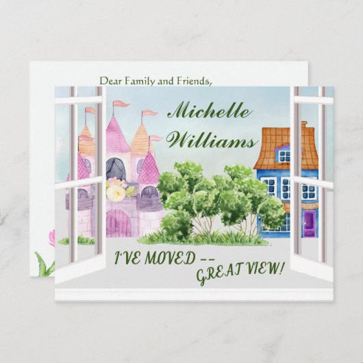 Ik heb Fun Waterverf City Budget Moving Aankondiging (Voorkant / Achterkant)