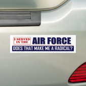 Ik heb gediend bij de luchtmacht bumpersticker (Op auto)